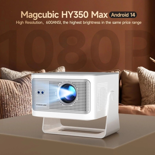 Proyector HY350MAX Full HD/4K, televisor LED Android con WiFi 6 HDR10 y altavoz WiFi.
